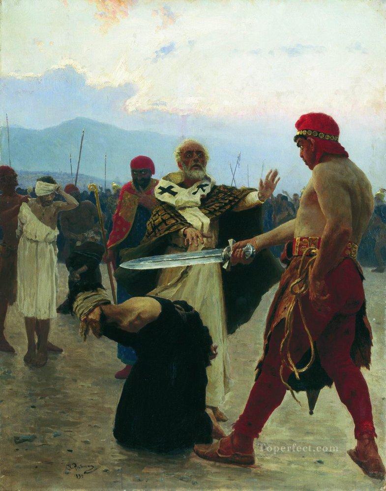 nicholas of myra eliminates the death of three innocent prisoners 1890 Ilya Repin Oil Paintings